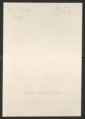 Kolman, Hugo, 8.2.1875. Policijski karton