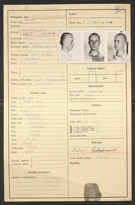 Sulejmanović, Mustafa, 15.8.1922. Policijski karton