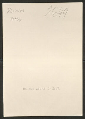 Küzmics, Petar, 25.1.1892. Policijski karton