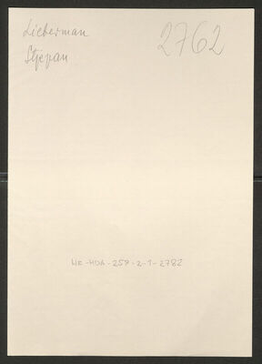 Lieberman, Stjepan, 1904. Policijski karton