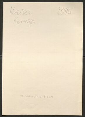 Kaiser, Kornelija, 29.9.1912. Policijski karton