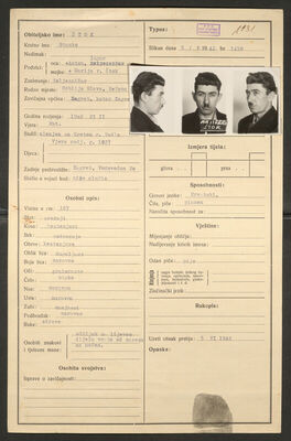 Štok, Stanko, 23.2.1902. Policijski karton