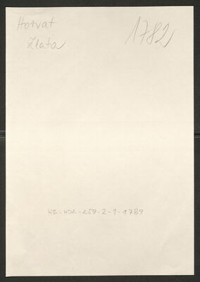 Horvat, Zlata, 15.1.1900. Policijski karton