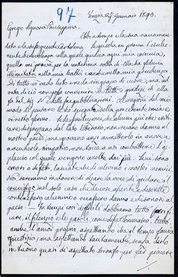 Anno = Godina 1893. Lettere di Tomaso Luciani = Pisma Tomasa Lucianija, numerirana rukom, s plavom olovkom,brojevi