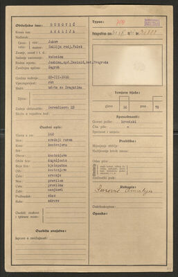 Susović, Amalija, 25.3.1916. Policijski karton