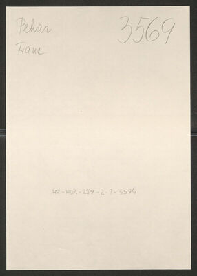 Pehar, Franc, 1.4.1909. Policijski karton