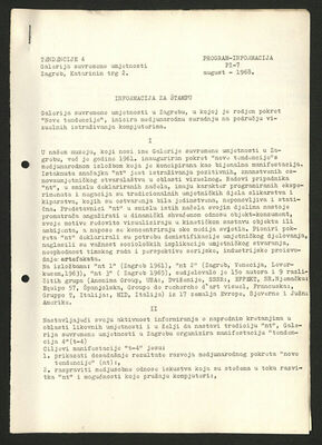 Tendencije 4, informacija za medije, program informacija PI-7