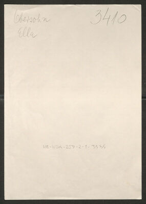 Obersohn, Ella, 6.10.1883. Policijski karton