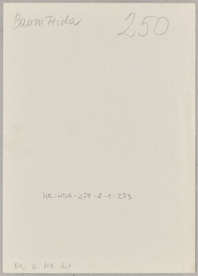 Baum, Frida, 12.12.1894. Policijski karton