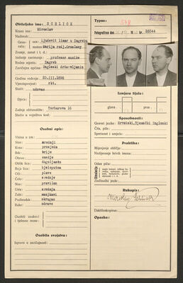 Schlick, Miroslav, 25.3.1898. Policijski karton