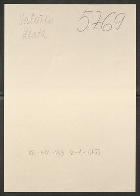 Valaško, Zlata, 9.12.1922. Policijski karton