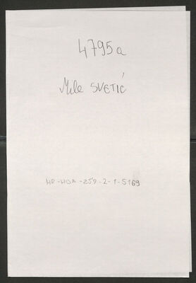 Svetić, Mile, 2.1.1922. Policijski karton