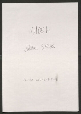 Sachs, Milena, 9.3.1899. Policijski karton