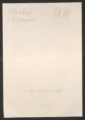 Kleinhaus, Aleksandar, 13.7.1921. Policijski karton