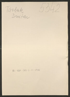 Tarbuk, Dmitar, 6.7.1906. Policijski karton