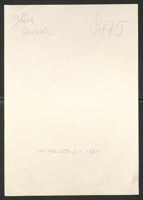 Glück, Henrieta, 15.3.1885. Policijski karton