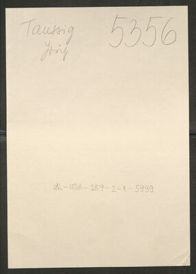 Taussig, Josip, 1890. Policijski karton