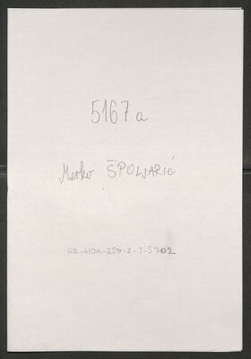 Špoljarić, Marko, 1909. Policijski karton