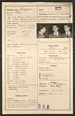 Rieger, Vilko, 11.11.1911. Policijski karton