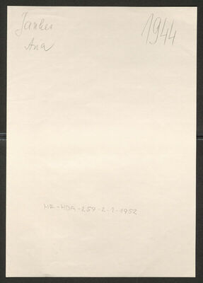 Jankes, Ana rođ. Mrazović, 1874. Policijski karton