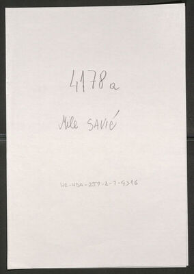 Savić, Mile, 5.10.1907. Policijski karton