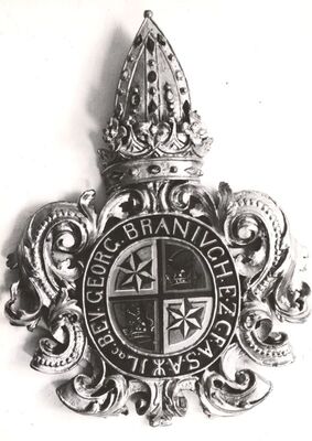 Samobor - Franjevačka crkva Uznesenja Blažene djevice Marije, grb biskupa Branjuga