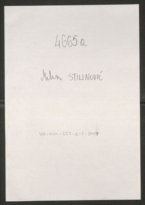 Stilinović, Milan, 17.11.1907. Policijski karton