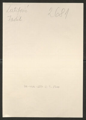 Latifović, Fadil, 14.5.1900. Policijski karton