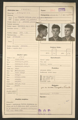 Presečki, Dragutin, 1.11.1919. Policijski karton