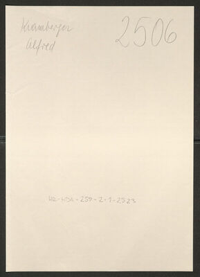 Kramberger, Alfred, 21.10.1900. Policijski karton