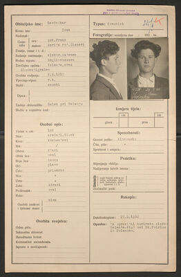 Sevčnikar, Ivan, 8.6.1912. Policijski karton