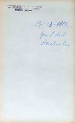 Upit Državnom arhivu, Karlsruhe