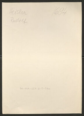 Heisler, Rudolf, 10.6.1918. Policijski karton