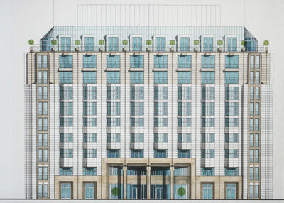 Hotel Hilton Vienna Plaza (ranije Plaza Wien) - oblikovanje fasade, Schottenring 11, Beč