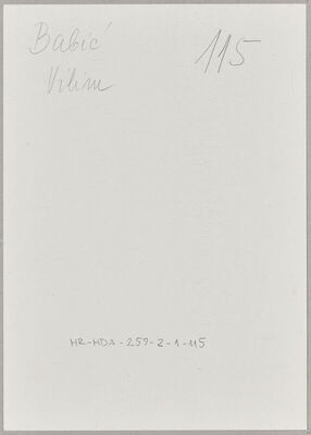 Babić, Vilim, 19.1.1905. Policijski karton