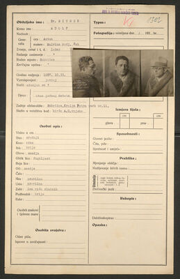 Singer, Adolf, 15.2.1897. Policijski karton