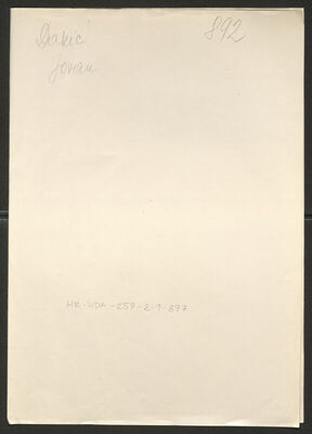 Dakić, Jovan, 1901. Policijski karton