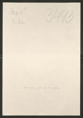 Papić, Rika, 1880. Policijski karton