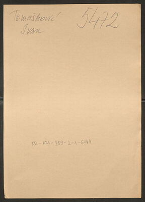 Tomašković, Ivan, 1898. Policijski karton