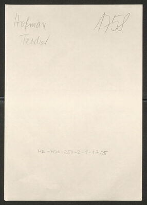 Hofman, Teodor, 22.5.1883. Policijski karton