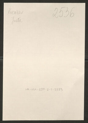 Kremžar, Justa, 22.1.1899. Policijski karton