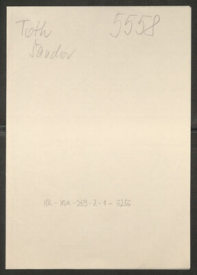 Toth, Šandor, 1922. Policijski karton