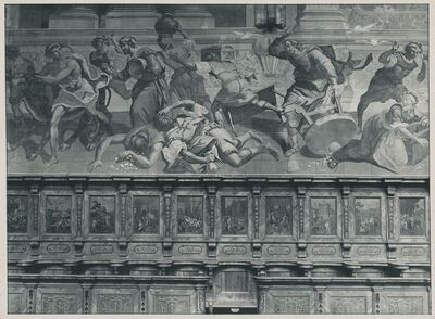 Lepoglava - Župna crkva, svetište, zidna slika s prikazom Isus tjera trgovce