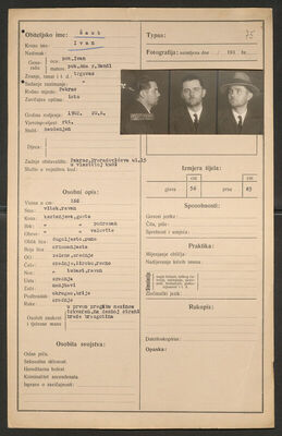 Šaub, Ivan, 20.8.1902. Policijski karton