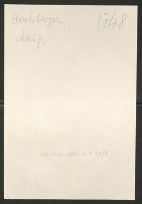 Hochberger, Marija, 14.1.1892. Policijski karton