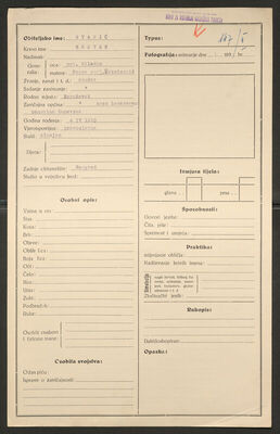 Stanić, Sreten, 4.4.1910. Policijski karton