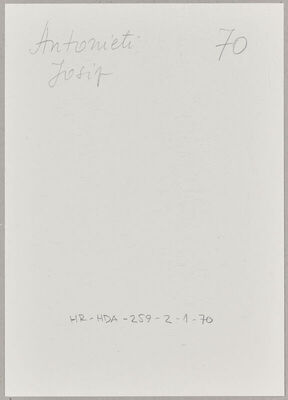 Antonieti, Josip, 20.3.1908. Policijski karton