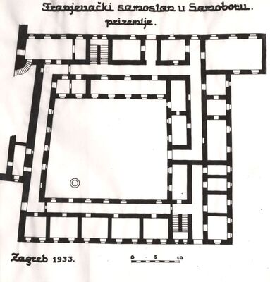 Samobor - Franjevački samostan s crkvom Uznesenja Blažene djevice Marije, tlocrt