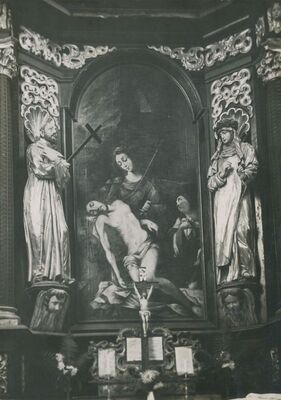 Lepoglava - Crkva Bogorodice, oltar sa slikom Pieta i kipovima sv. Dominika i sv. Terezije, detalj