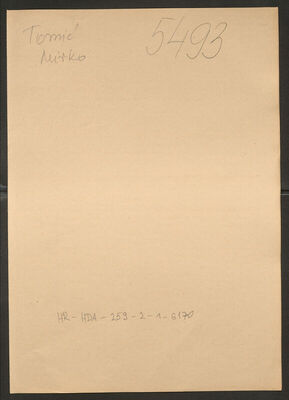 Tomić, Mirko, 19.4.1909. Policijski karton